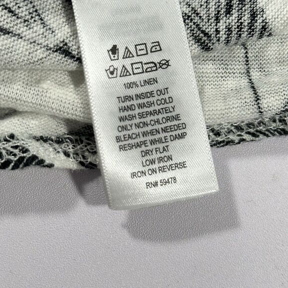 Tamari 100% Linen Palm Leaf Print Top Plus Sz 2X V-Neck 3/4 Sleeve Blouse Resort - Picture 7 of 12